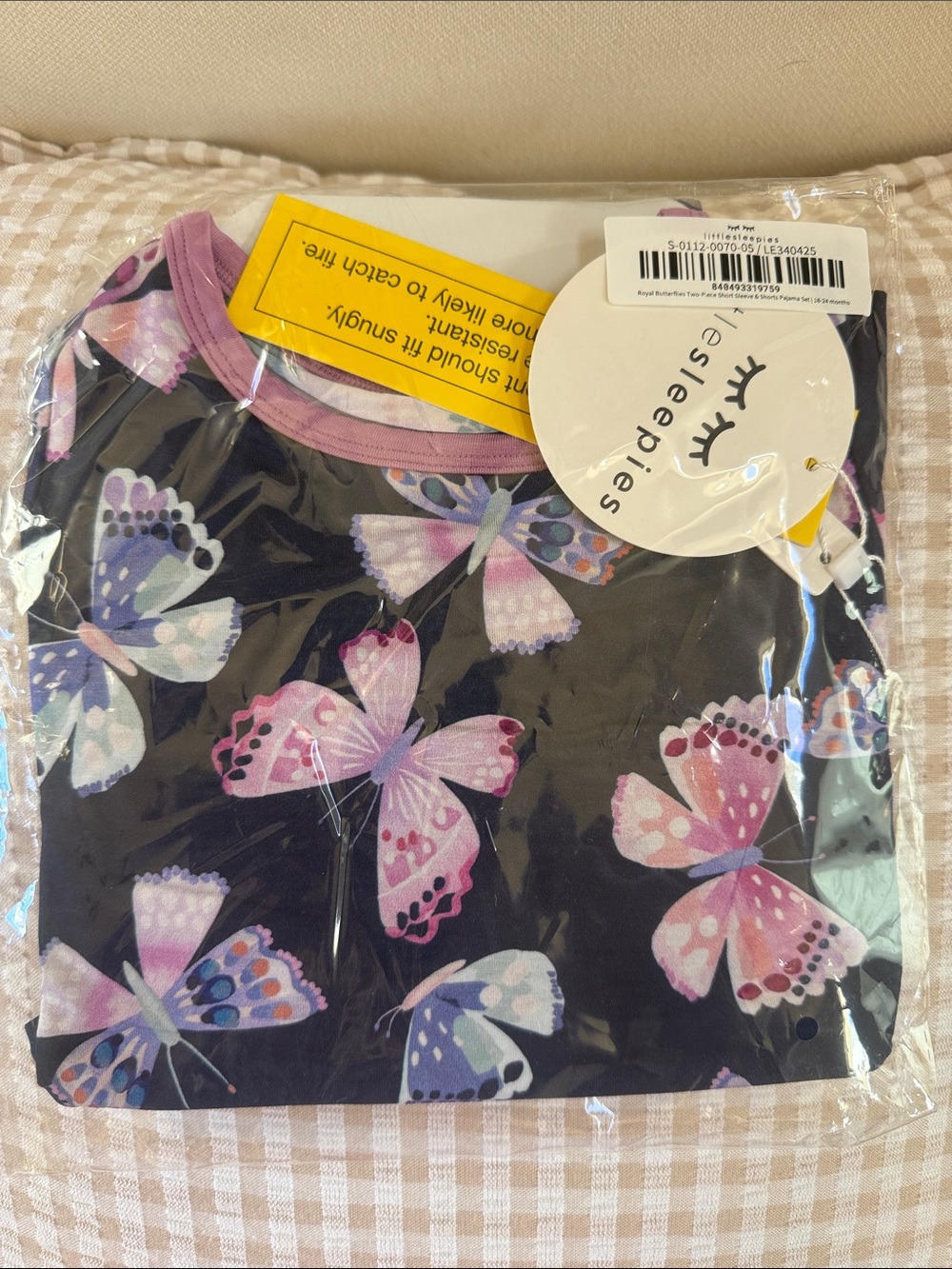 Little Sleepies Black Butterfly Print Pajama Set with Pink and Purple Accents